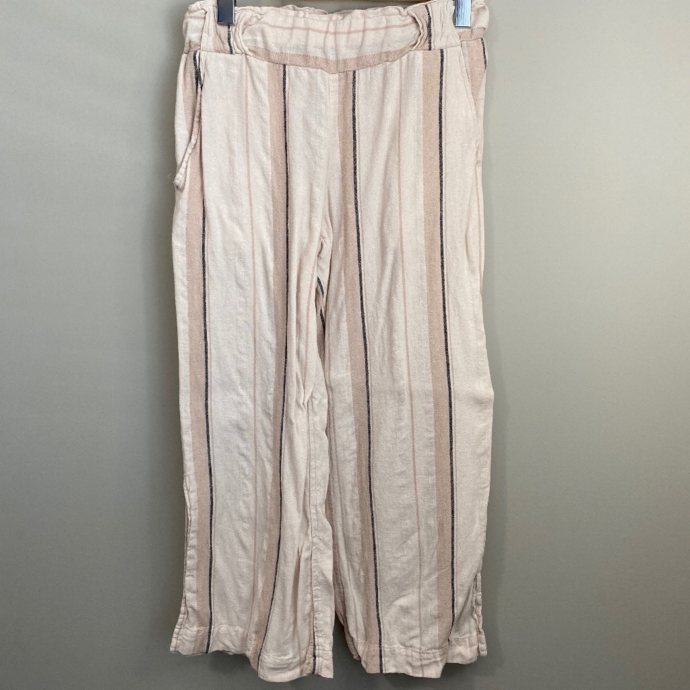 Indigo Rein‎ Women's Linen Blend Cropped Wide Leg Pull-on Pants Size Small